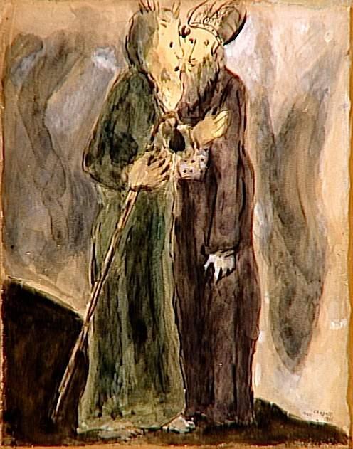 Wikioo.org - Bách khoa toàn thư về mỹ thuật - Vẽ tranh, Tác phẩm nghệ thuật Marc Chagall - Moses and Aaron