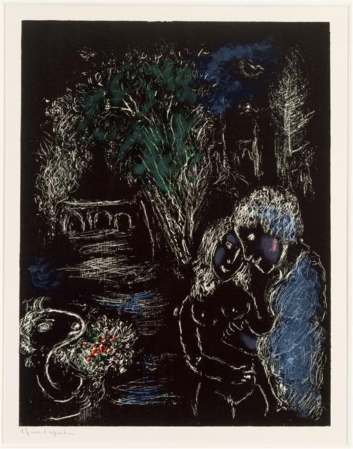 WikiOO.org - Encyclopedia of Fine Arts - Maalaus, taideteos Marc Chagall - A green tree with lovers