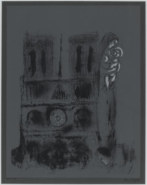 WikiOO.org - Encyclopedia of Fine Arts - Maalaus, taideteos Marc Chagall - Notre-Dame in gray