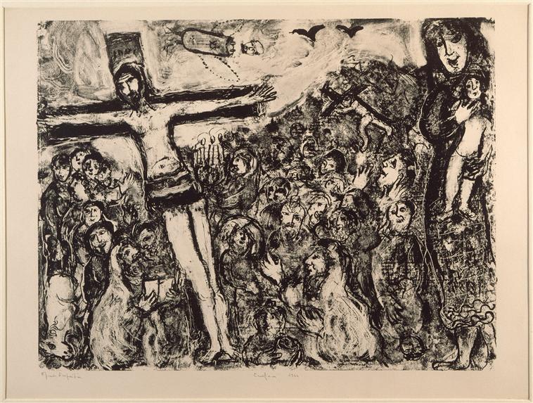 Wikoo.org - موسوعة الفنون الجميلة - اللوحة، العمل الفني Marc Chagall - Crucifixion