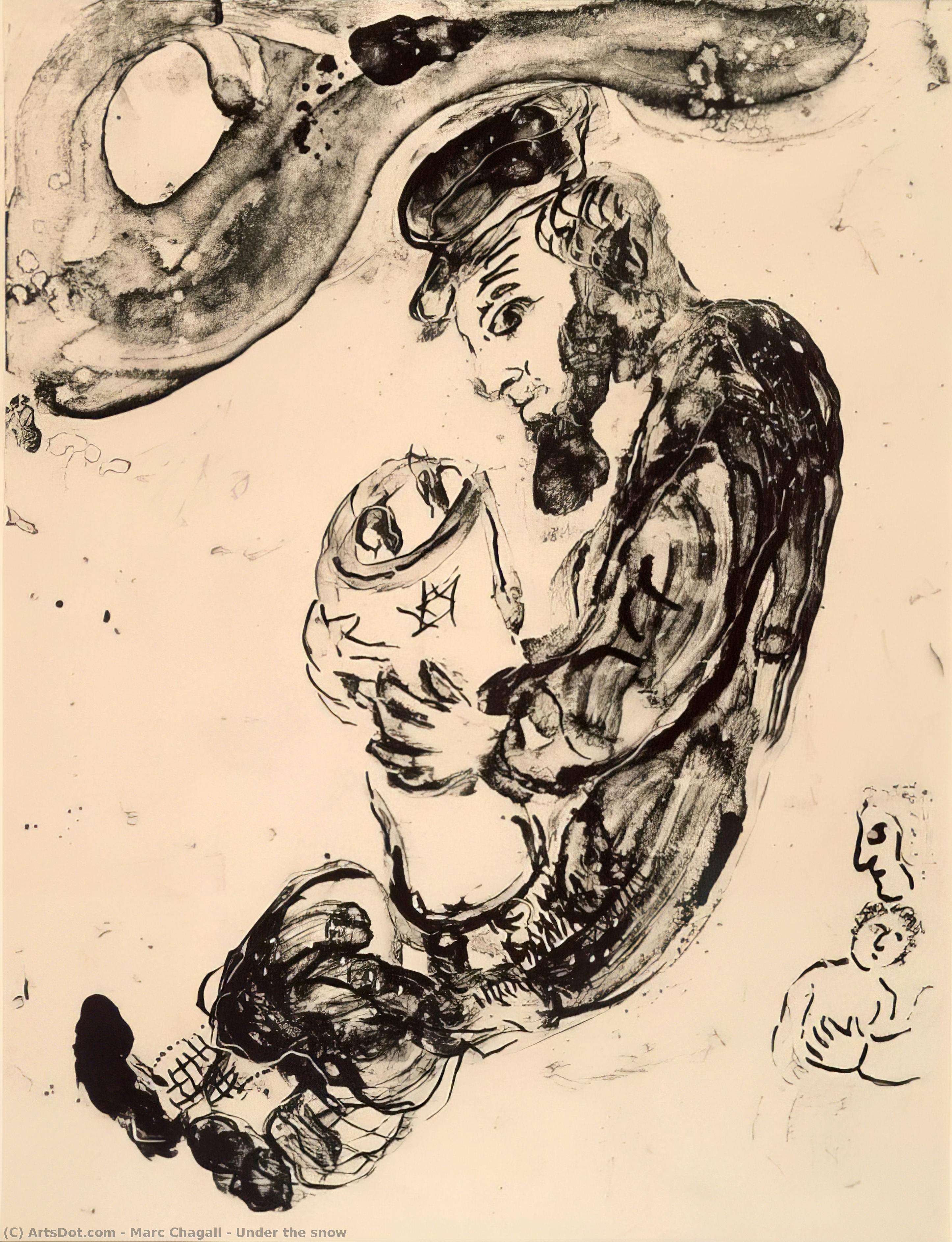 WikiOO.org - Encyclopedia of Fine Arts - Schilderen, Artwork Marc Chagall - Under the snow