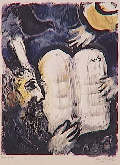 Wikioo.org – La Enciclopedia de las Bellas Artes - Pintura, Obras de arte de Marc Chagall - Moisés con el comprimidos de ley
