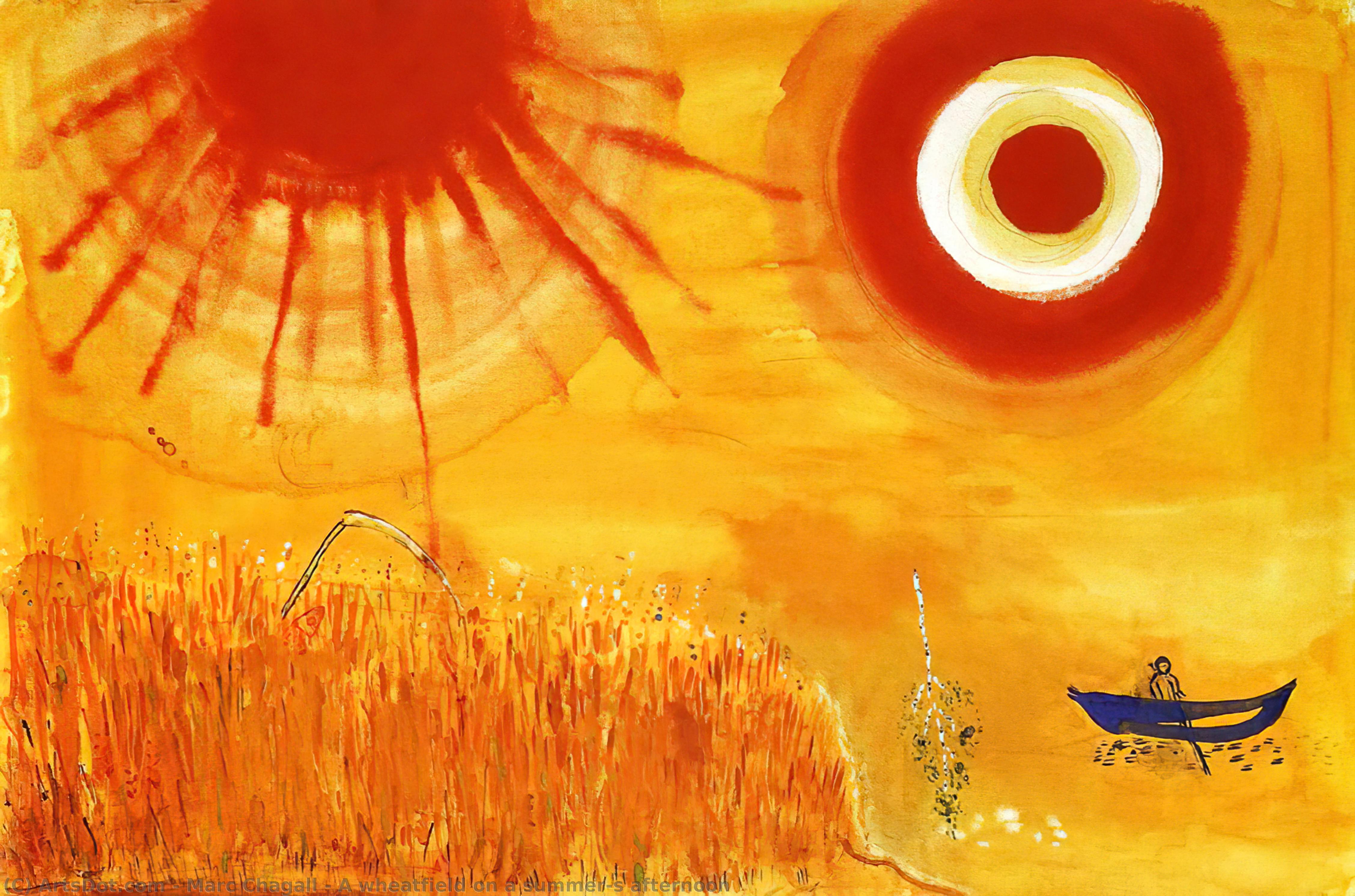Wikioo.org – La Enciclopedia de las Bellas Artes - Pintura, Obras de arte de Marc Chagall - Un campo de trigo en una tarde de verano