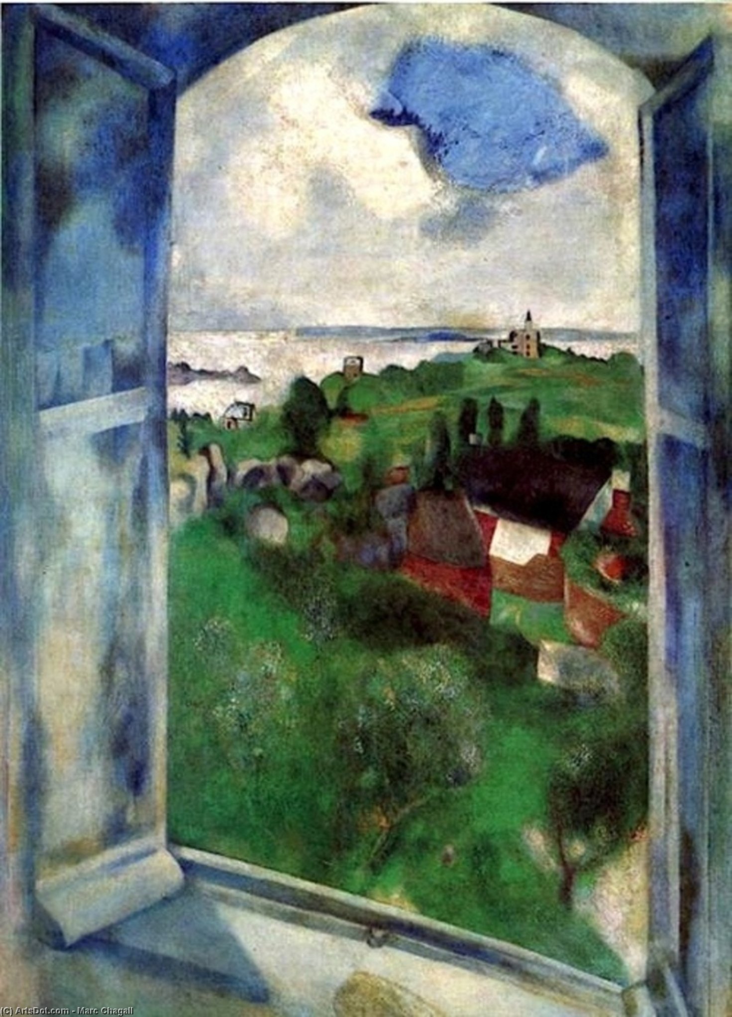 Wikioo.org – L'Encyclopédie des Beaux Arts - Peinture, Oeuvre de Marc Chagall - la vitre