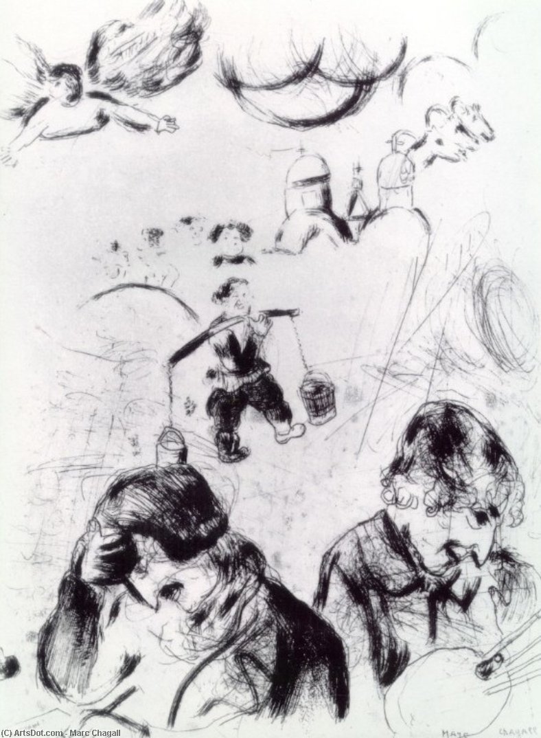 WikiOO.org - Encyclopedia of Fine Arts - Maľba, Artwork Marc Chagall - Gogol and Chagall