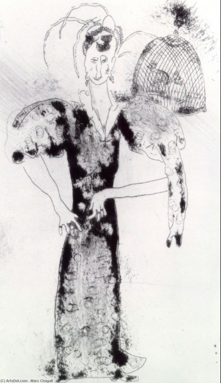 Wikioo.org – L'Enciclopedia delle Belle Arti - Pittura, Opere di Marc Chagall - La signora Sobakevitch