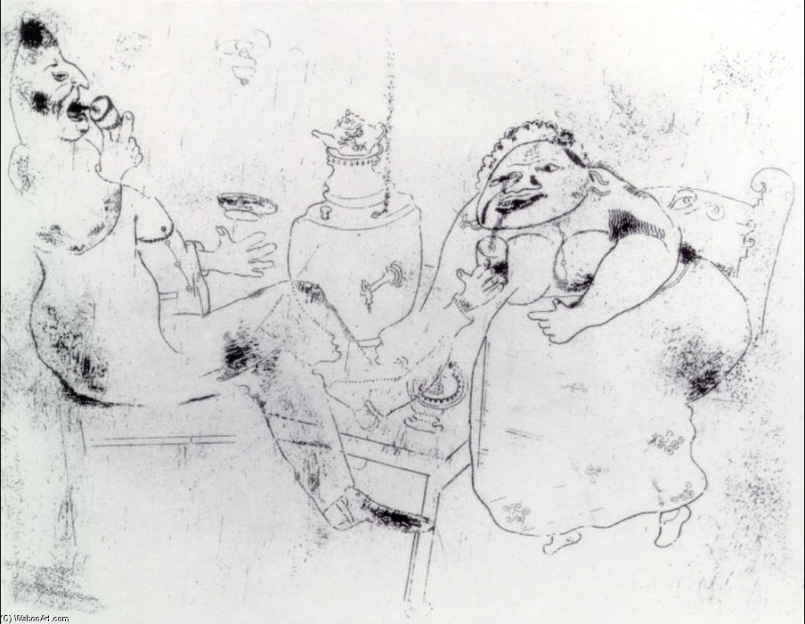 WikiOO.org - Encyclopedia of Fine Arts - Lukisan, Artwork Marc Chagall - Morning tea