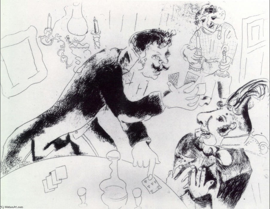 WikiOO.org - Enciklopedija dailės - Tapyba, meno kuriniai Marc Chagall - Nozdryov and Tchitchikov