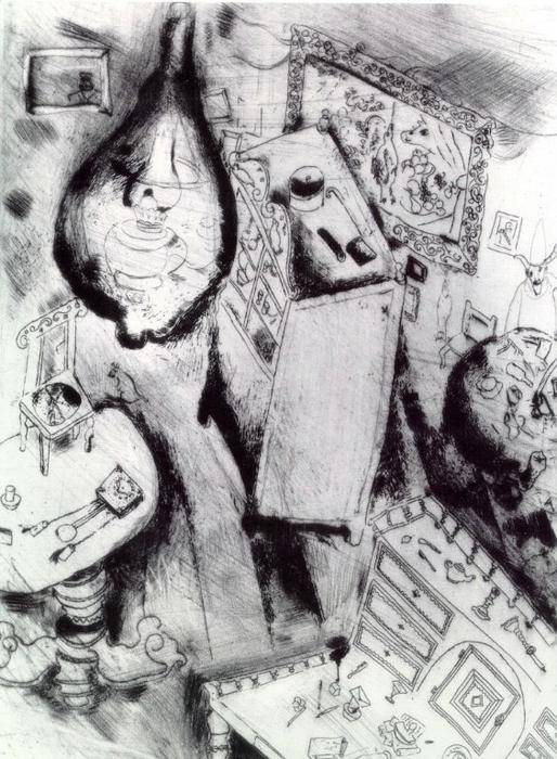 Wikioo.org – L'Encyclopédie des Beaux Arts - Peinture, Oeuvre de Marc Chagall - La chambre de Pliushkin
