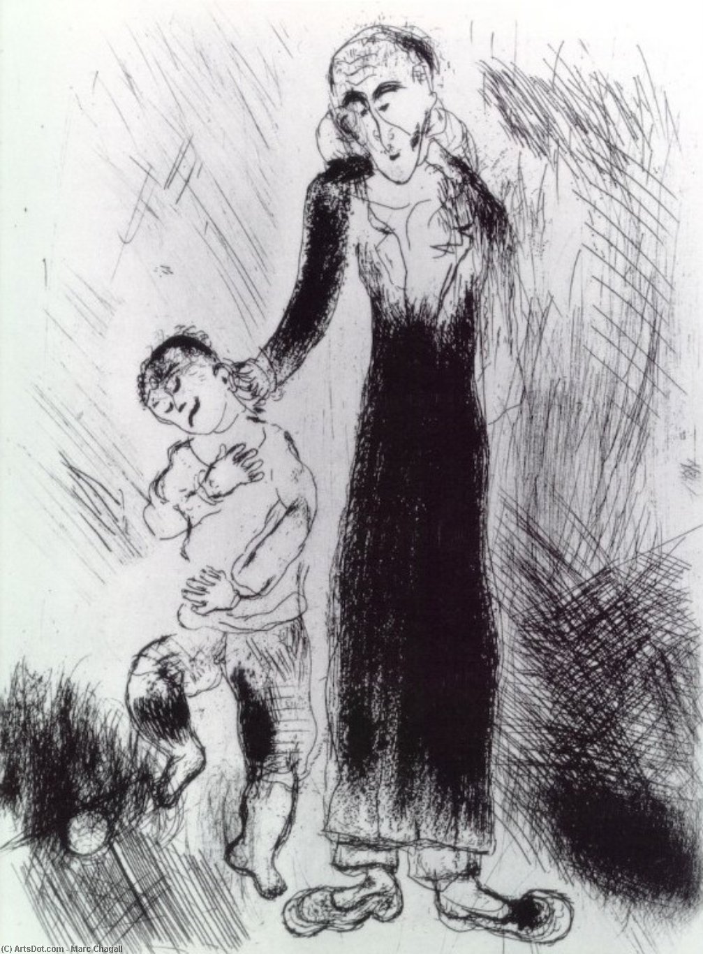 Wikioo.org – La Enciclopedia de las Bellas Artes - Pintura, Obras de arte de Marc Chagall - El padre de Tchitchikov lo educa