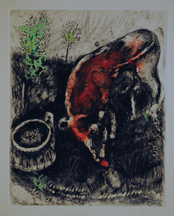 Wikoo.org - موسوعة الفنون الجميلة - اللوحة، العمل الفني Marc Chagall - The frog who wished to be as big as the ox