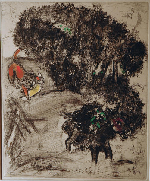 WikiOO.org - Encyclopedia of Fine Arts - Maalaus, taideteos Marc Chagall - The Lion go hunting and the Donkey