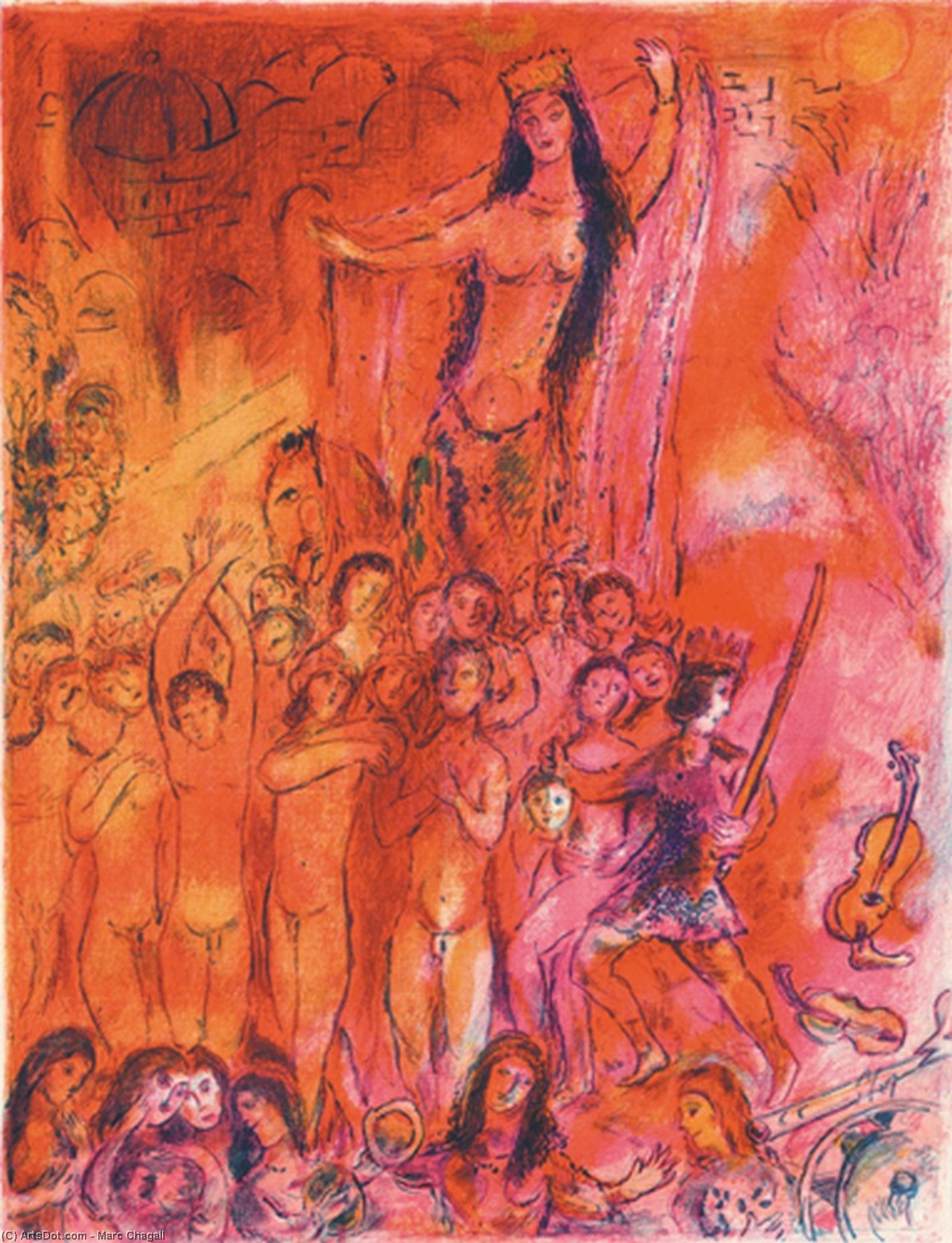 Wikioo.org - The Encyclopedia of Fine Arts - Painting, Artwork by Marc Chagall - They were in forty pairs...