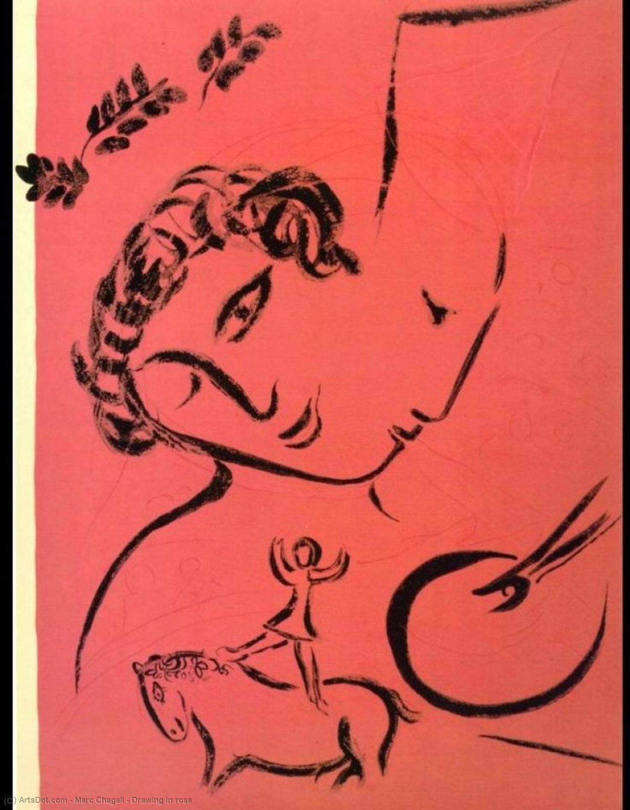 WikiOO.org - Encyclopedia of Fine Arts - Maalaus, taideteos Marc Chagall - Drawing in rose