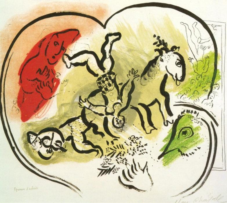 Wikioo.org - Bách khoa toàn thư về mỹ thuật - Vẽ tranh, Tác phẩm nghệ thuật Marc Chagall - The heart of the circus