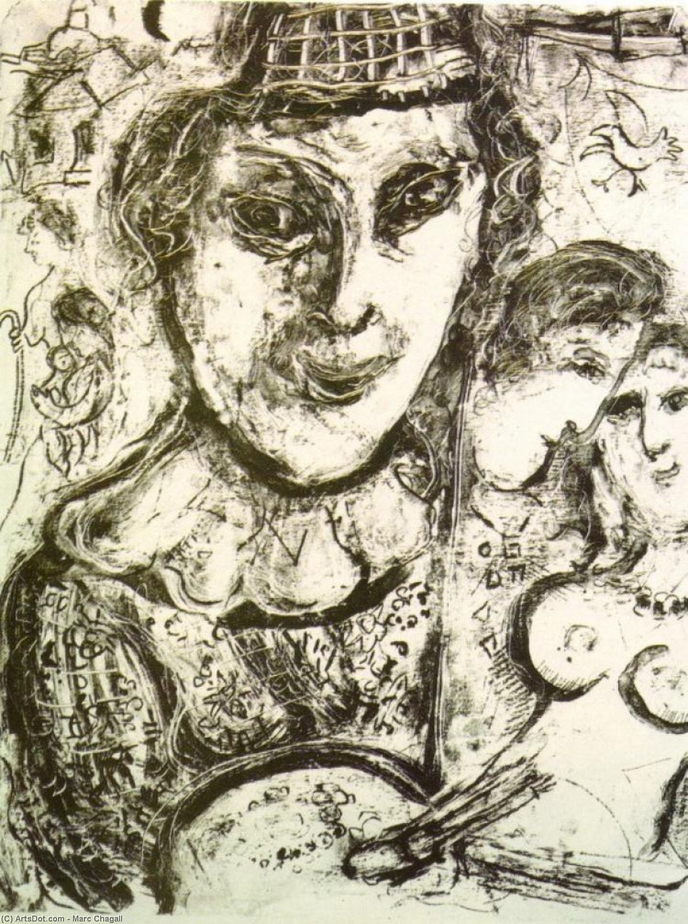 Wikioo.org - The Encyclopedia of Fine Arts - Painting, Artwork by Marc Chagall - Self-portrait