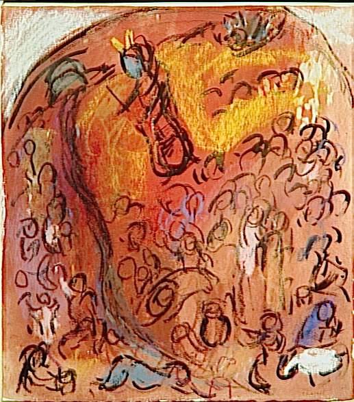 WikiOO.org - Encyclopedia of Fine Arts - Målning, konstverk Marc Chagall - 'Study to ''Striking Rock'''