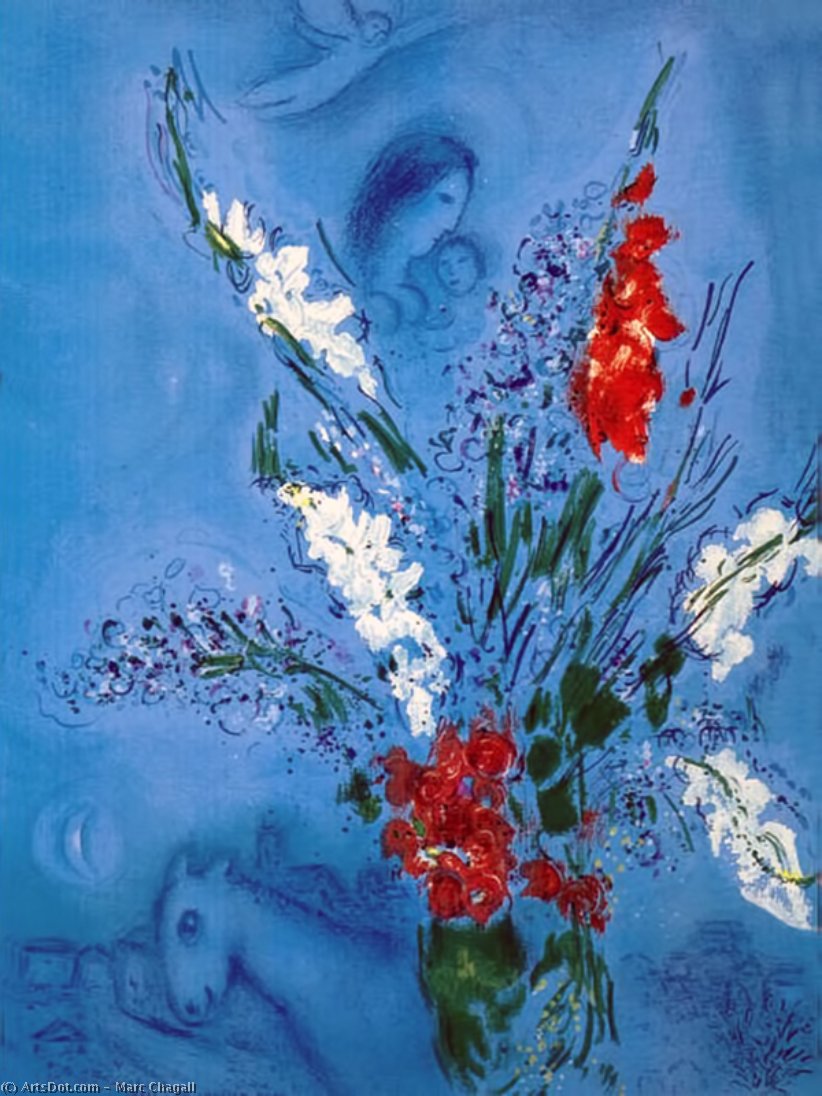 Wikioo.org - Bách khoa toàn thư về mỹ thuật - Vẽ tranh, Tác phẩm nghệ thuật Marc Chagall - The Gladiolas