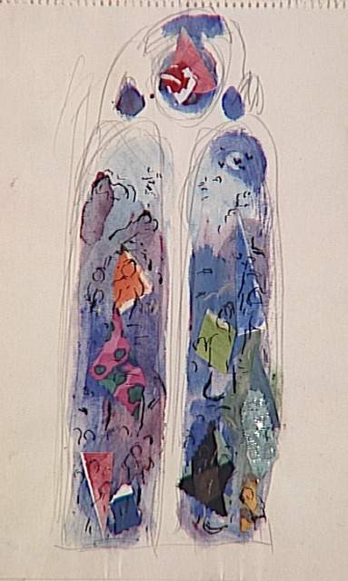 Wikioo.org – L'Enciclopedia delle Belle Arti - Pittura, Opere di Marc Chagall - Studio a vitrage nella Cattedrale di Notre-Dame a Reims