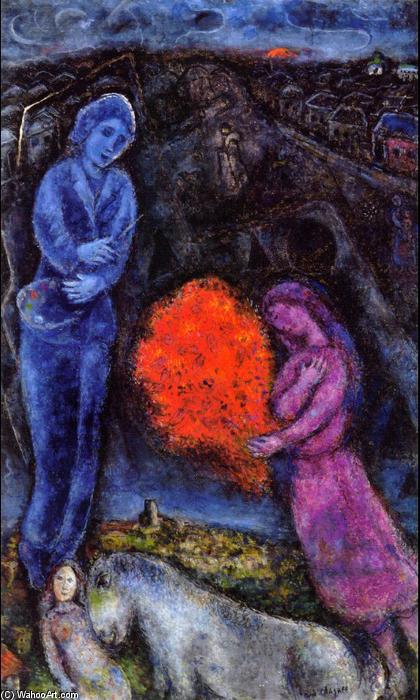 WikiOO.org - Энциклопедия изобразительного искусства - Живопись, Картины  Marc Chagall - Сен-Поль-де-Ванс на закате