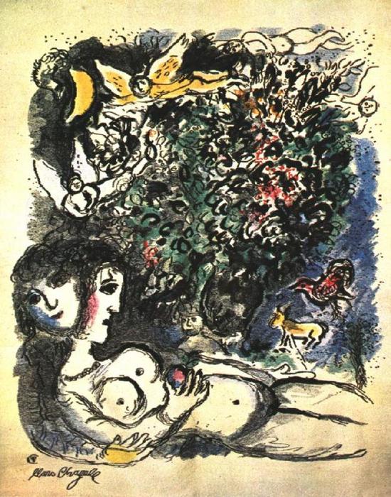 WikiOO.org - Encyclopedia of Fine Arts - Lukisan, Artwork Marc Chagall - Eve