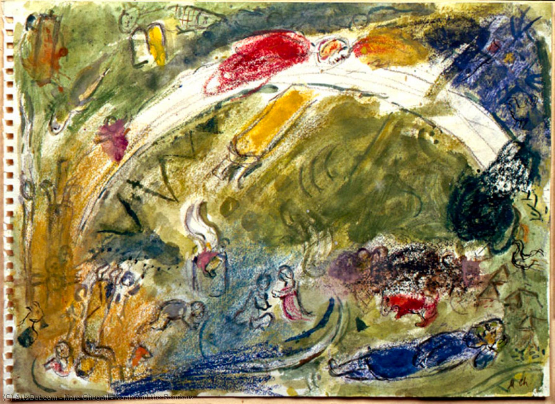 Wikioo.org - Bách khoa toàn thư về mỹ thuật - Vẽ tranh, Tác phẩm nghệ thuật Marc Chagall - Noah and the Rainbow