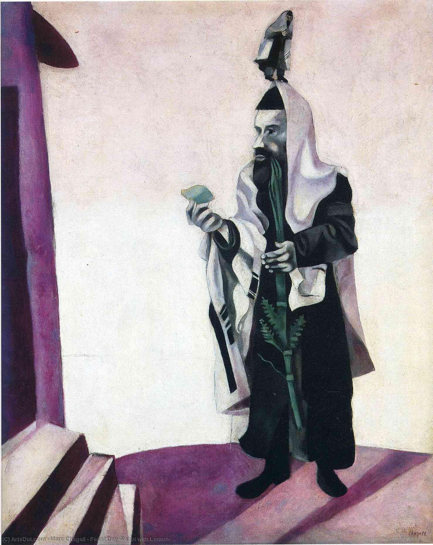 Wikioo.org – La Enciclopedia de las Bellas Artes - Pintura, Obras de arte de Marc Chagall - día festivo rabino  enestado  limón