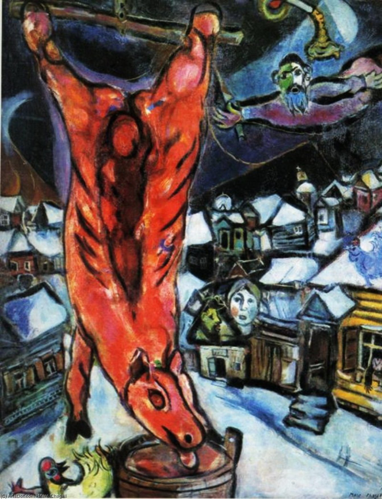 WikiOO.org - Encyclopedia of Fine Arts - Maľba, Artwork Marc Chagall - Flayed ox