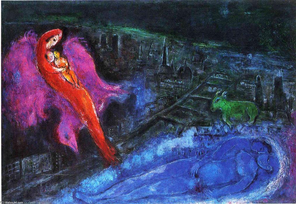 Wikoo.org - موسوعة الفنون الجميلة - اللوحة، العمل الفني Marc Chagall - Bridges over the Seine