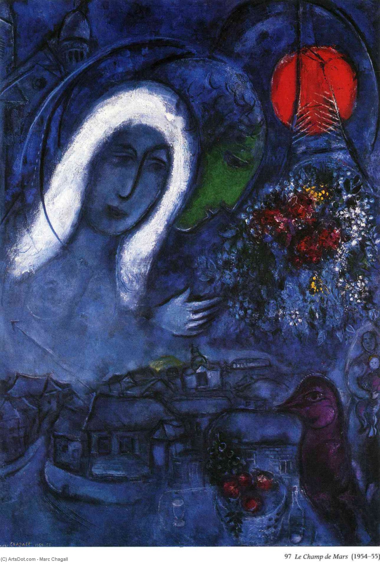 Wikoo.org - موسوعة الفنون الجميلة - اللوحة، العمل الفني Marc Chagall - Field of Mars