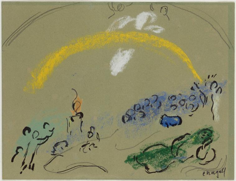 WikiOO.org - Encyclopedia of Fine Arts - Maalaus, taideteos Marc Chagall - Noah and the Rainbow