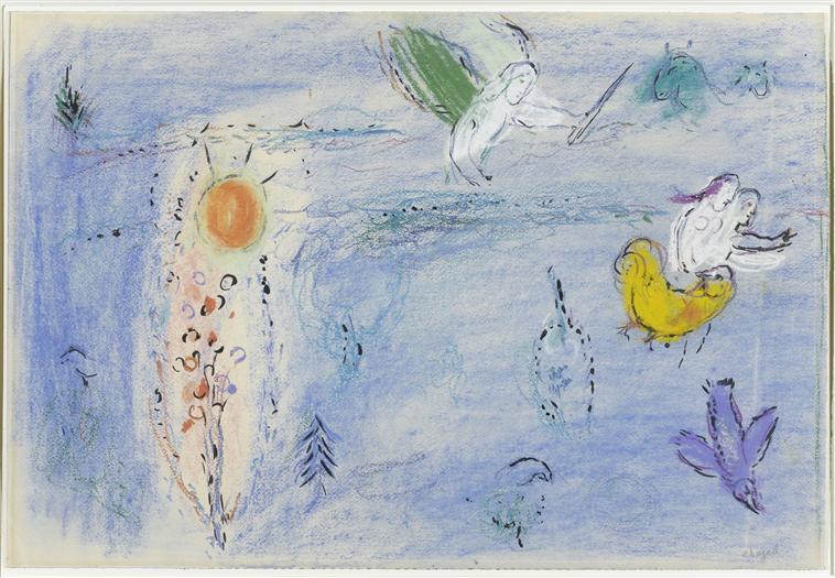 Wikoo.org - موسوعة الفنون الجميلة - اللوحة، العمل الفني Marc Chagall - Adam and Eve expelled from Paradise