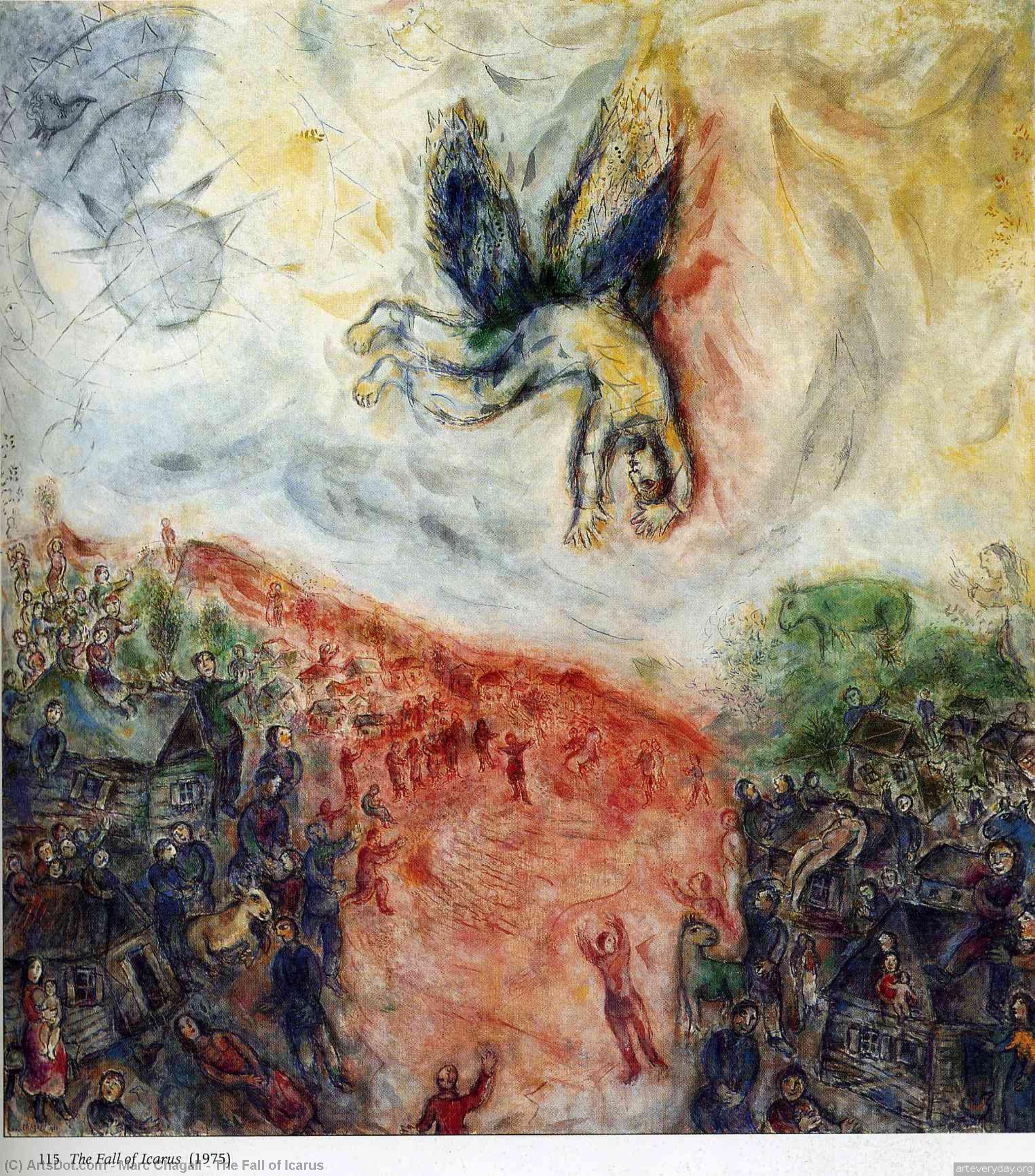 WikiOO.org - Encyclopedia of Fine Arts - Maľba, Artwork Marc Chagall - The Fall of Icarus