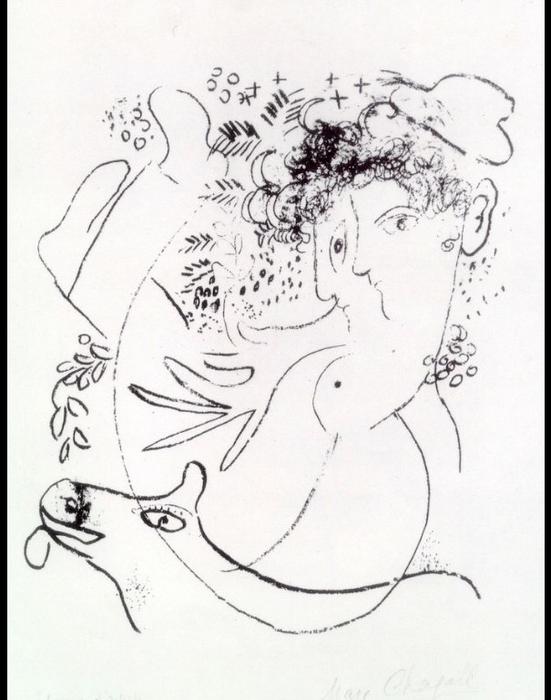 WikiOO.org - Encyclopedia of Fine Arts - Festés, Grafika Marc Chagall - The two profiles