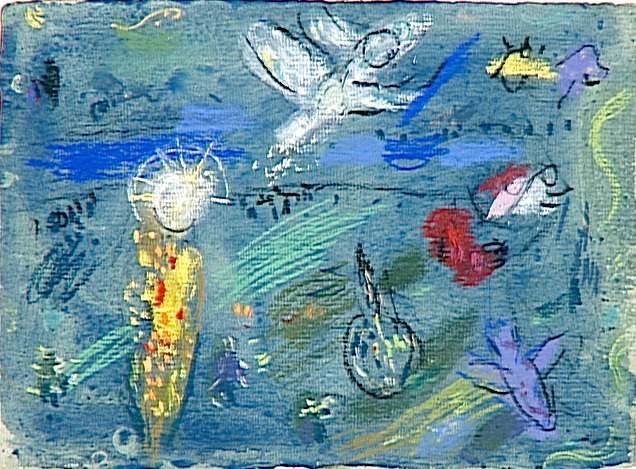 Wikioo.org - The Encyclopedia of Fine Arts - Painting, Artwork by Marc Chagall - Adam and Eve expelled from Paradise