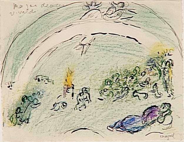 Wikoo.org - موسوعة الفنون الجميلة - اللوحة، العمل الفني Marc Chagall - Noah and the Rainbow