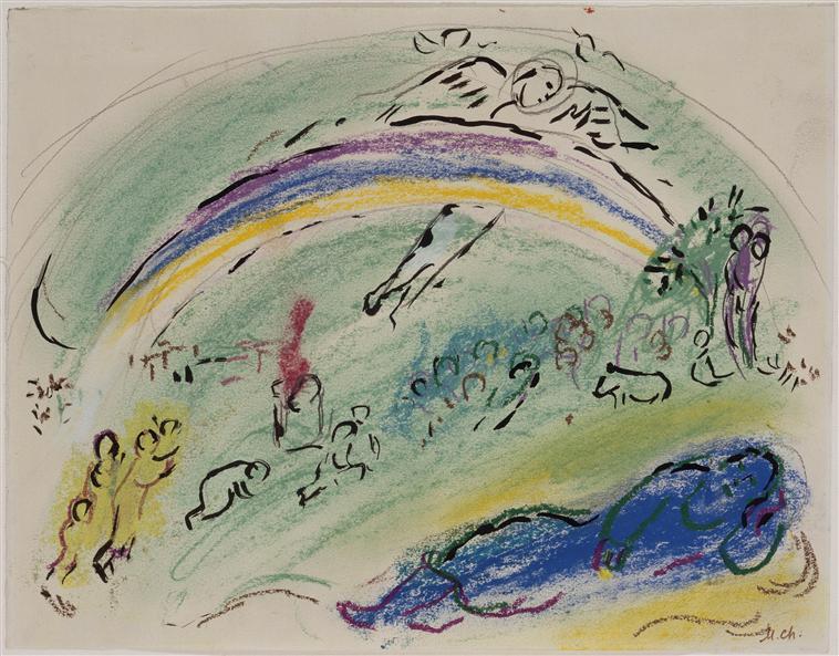 WikiOO.org - Encyclopedia of Fine Arts - Malba, Artwork Marc Chagall - Noah and the Rainbow