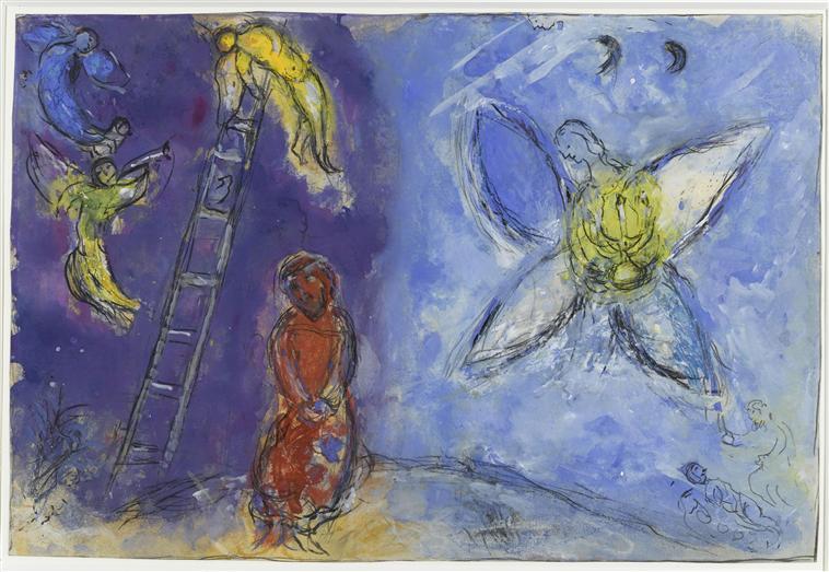 Wikioo.org – L'Enciclopedia delle Belle Arti - Pittura, Opere di Marc Chagall - Sogno di Giacobbe