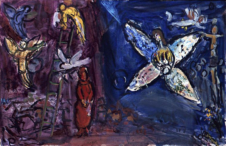 Wikoo.org - موسوعة الفنون الجميلة - اللوحة، العمل الفني Marc Chagall - The Jacob's Dream (8)