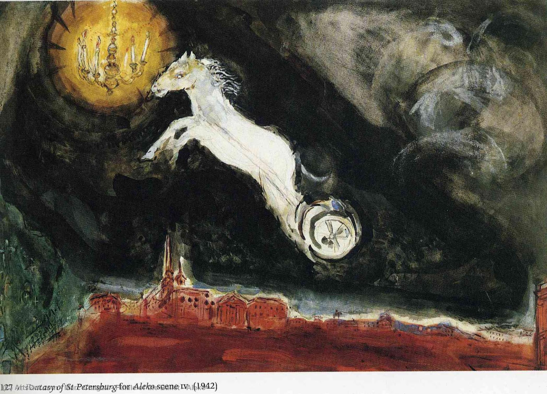 Wikioo.org - The Encyclopedia of Fine Arts - Painting, Artwork by Marc Chagall - Finale of the Ballet ''Aleko''