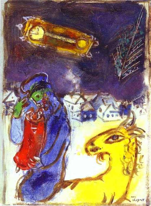 Wikoo.org - موسوعة الفنون الجميلة - اللوحة، العمل الفني Marc Chagall - A jew with Torah