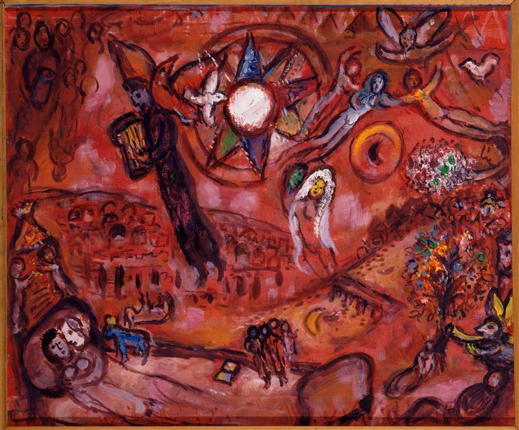 Wikioo.org - Bách khoa toàn thư về mỹ thuật - Vẽ tranh, Tác phẩm nghệ thuật Marc Chagall - Song of Songs V (9)