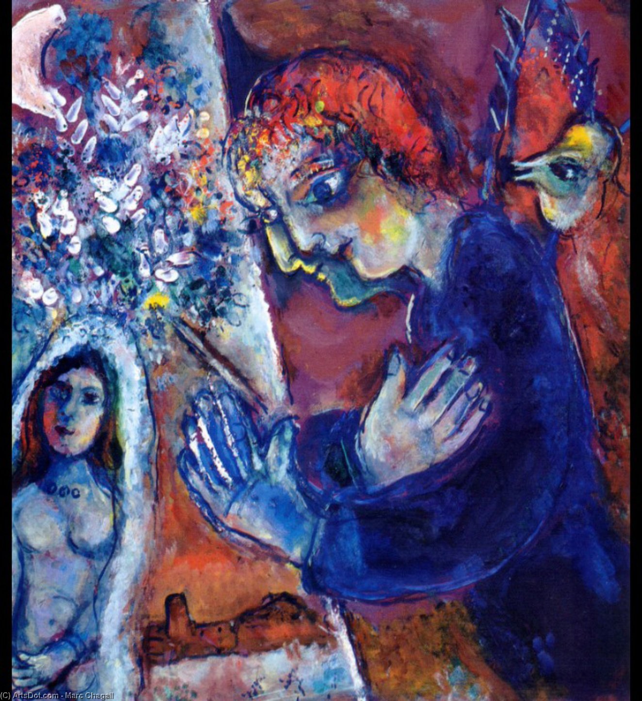 Wikioo.org - The Encyclopedia of Fine Arts - Painting, Artwork by Marc Chagall - Artist at Easel