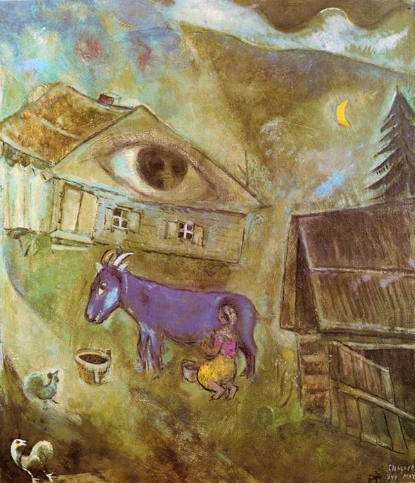 Wikioo.org - Bách khoa toàn thư về mỹ thuật - Vẽ tranh, Tác phẩm nghệ thuật Marc Chagall - The House with the Green Eye