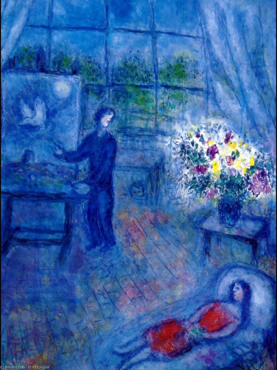 WikiOO.org - Εγκυκλοπαίδεια Καλών Τεχνών - Ζωγραφική, έργα τέχνης Marc Chagall - Artist and His Model