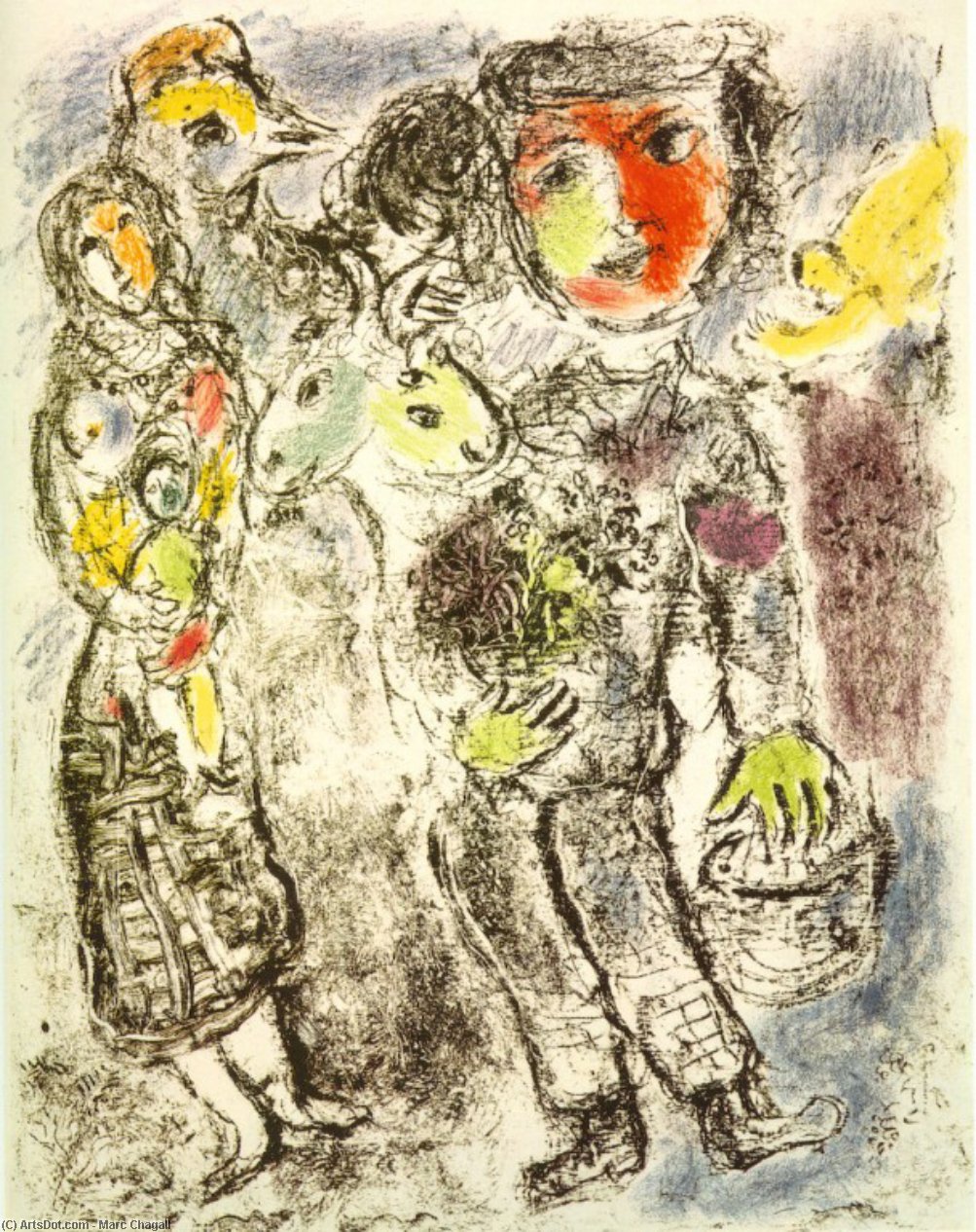 Wikoo.org - موسوعة الفنون الجميلة - اللوحة، العمل الفني Marc Chagall - Couple of peasants
