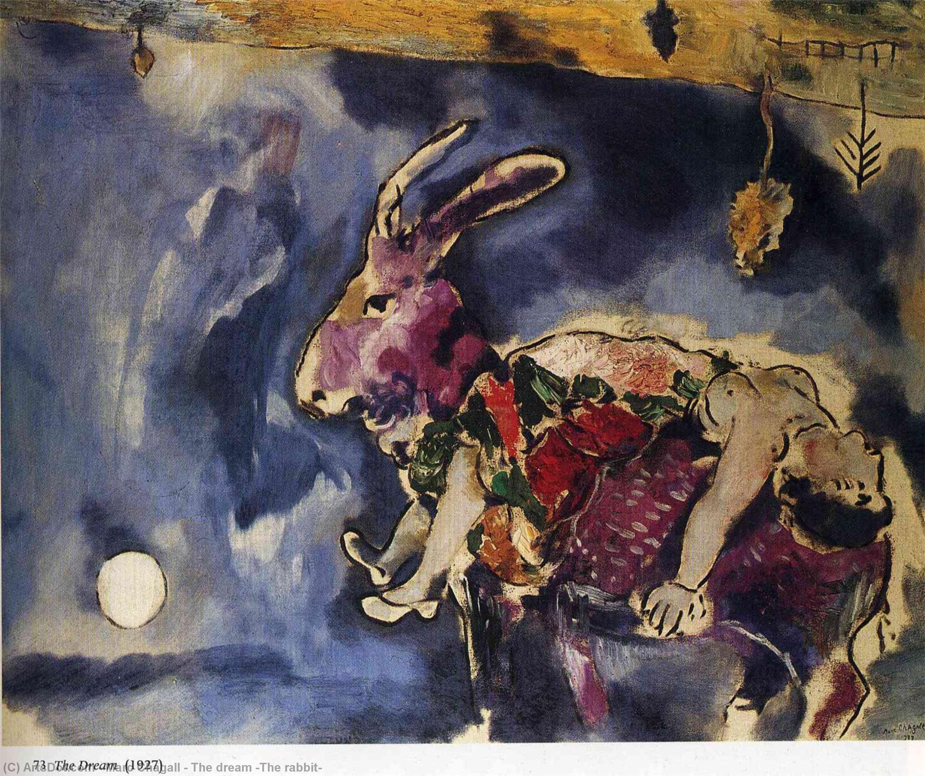Wikioo.org - The Encyclopedia of Fine Arts - Painting, Artwork by Marc Chagall - The dream (The rabbit)