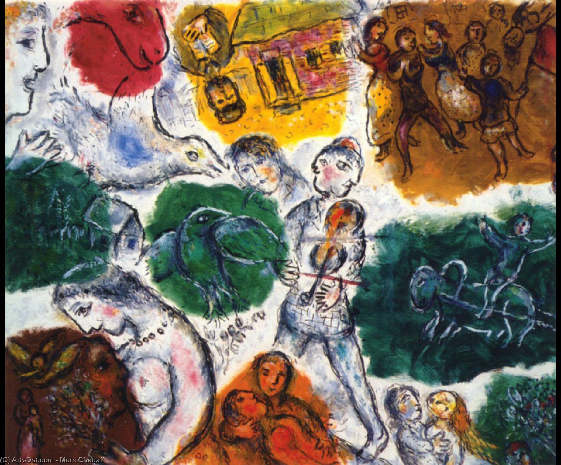 WikiOO.org - Энциклопедия изобразительного искусства - Живопись, Картины  Marc Chagall - Композиция