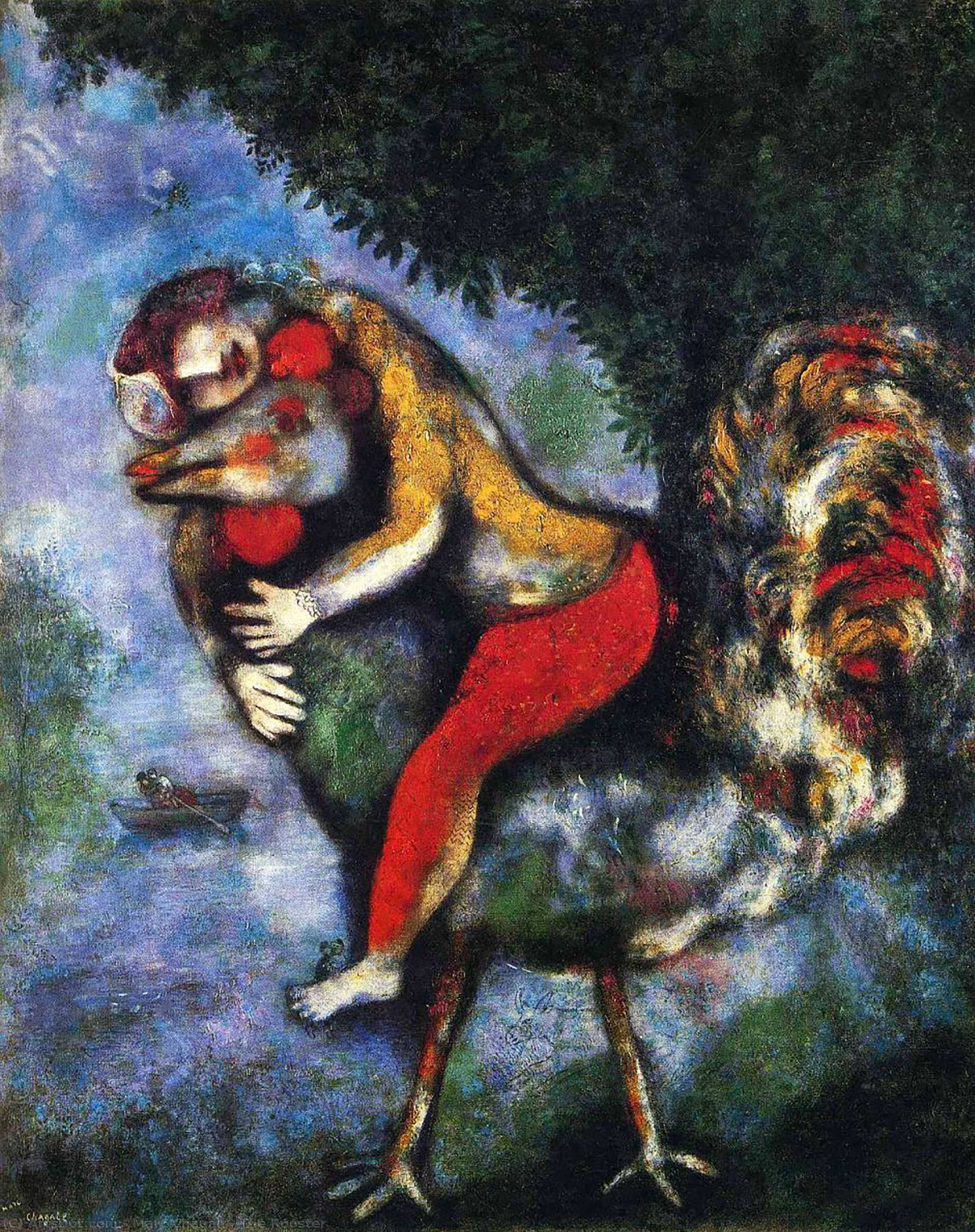 Wikoo.org - موسوعة الفنون الجميلة - اللوحة، العمل الفني Marc Chagall - The Rooster