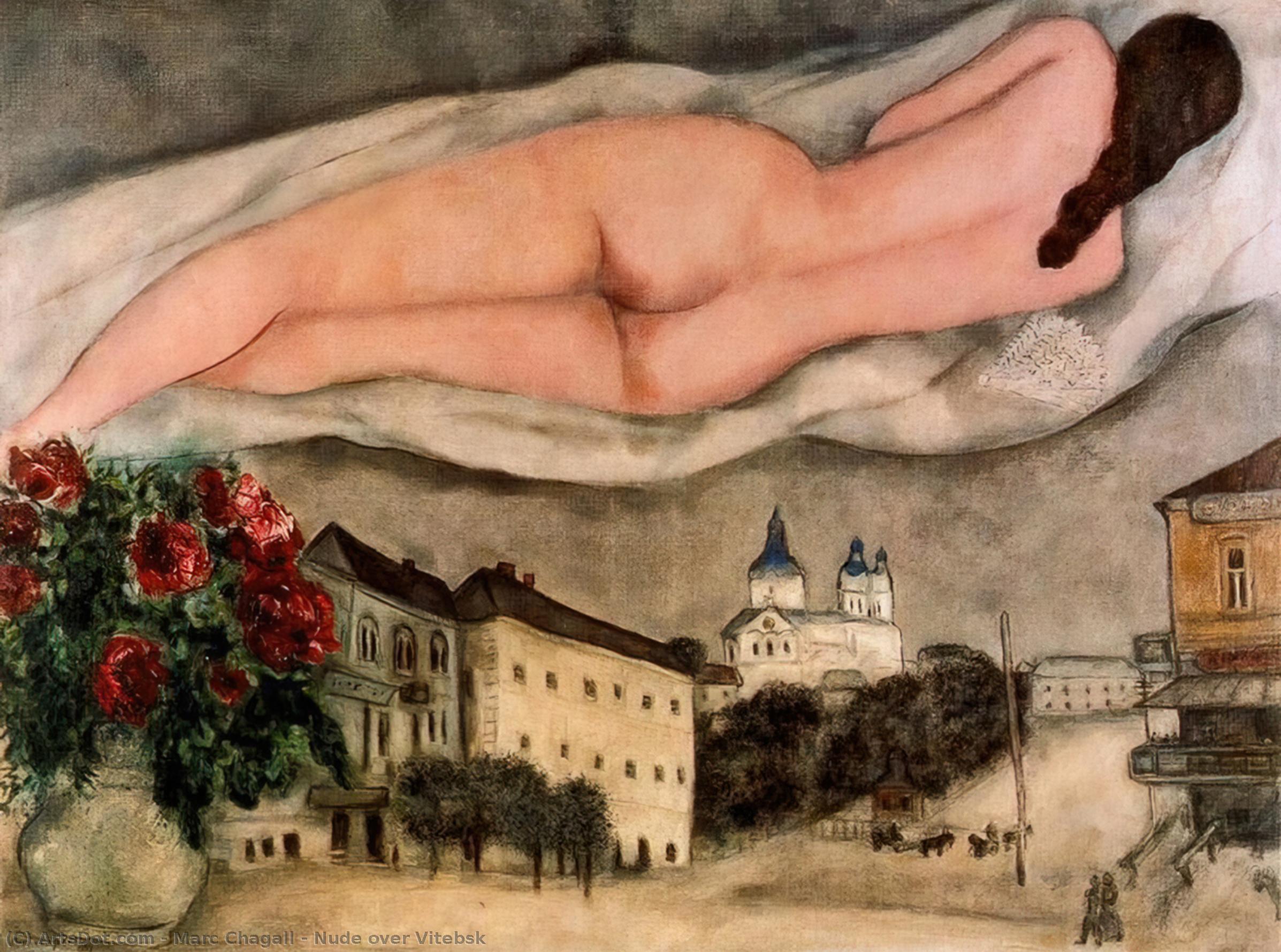 Wikioo.org - Bách khoa toàn thư về mỹ thuật - Vẽ tranh, Tác phẩm nghệ thuật Marc Chagall - Nude over Vitebsk